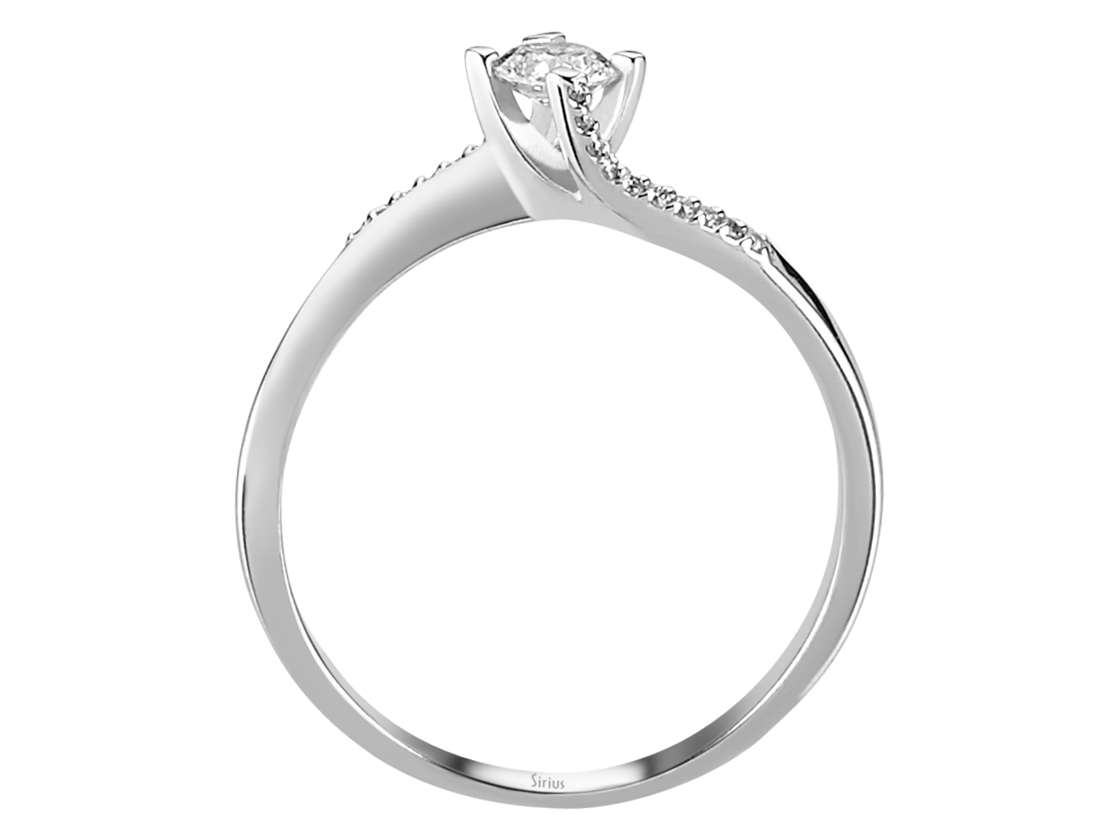 Bague délicate solitaire et pavée en diamants de laboratoire | Or Blanc 14 carats – Bijoux haut de gamme de Rosy Lab Diamonds