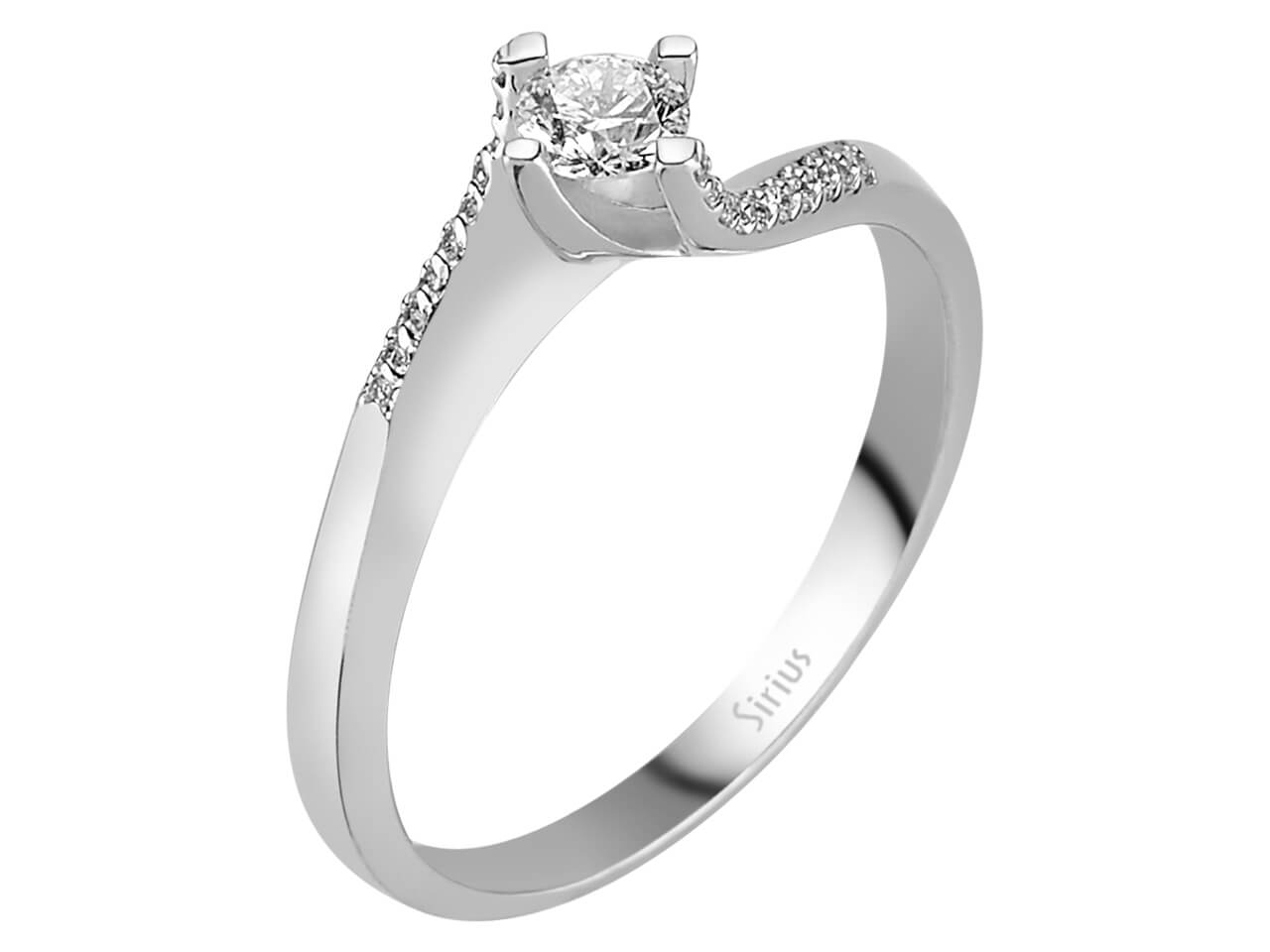 Bague délicate solitaire et pavée en diamants de laboratoire | Or Blanc 14 carats – Bijoux haut de gamme de Rosy Lab Diamonds