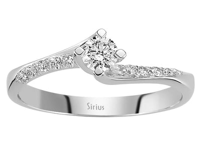 Zierlicher Solitär- und Pavé-Diamantring im Rundschliff