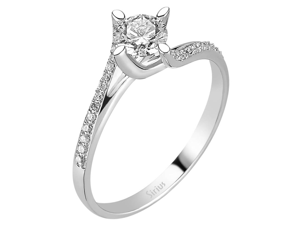 Feiner Solitär- und Pavé-Diamantring mit laborgezüchteten Diamanten | 14 Karat Weißgold – hochwertiger Schmuck von Rosy Lab Diamonds