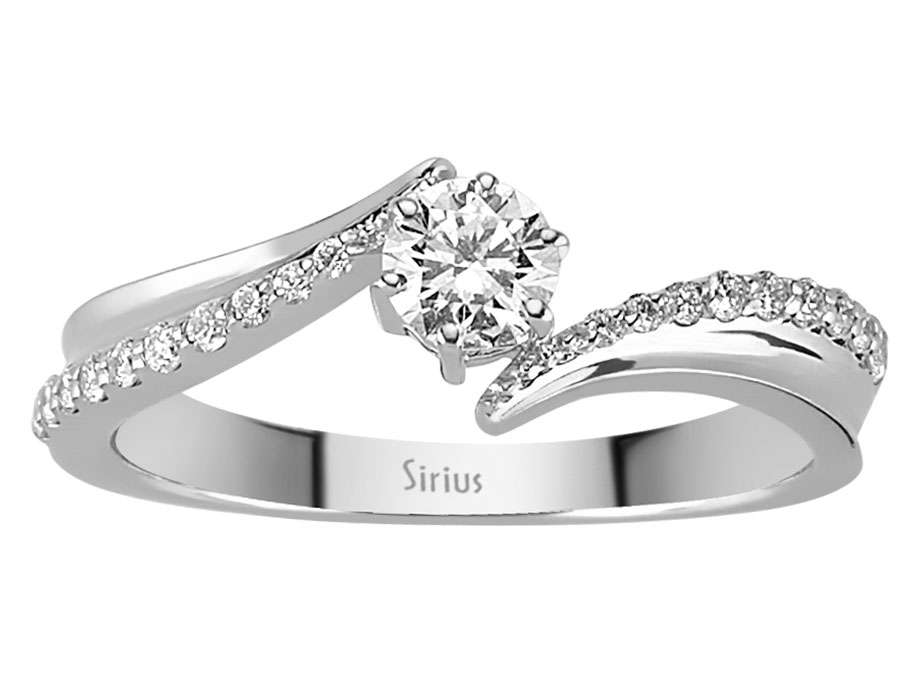 Elegant solitaire and pavé diamond ring with lab-grown diamonds | 14-karat White Gold – high-quality Jewelry from Rosy Lab Diamonds