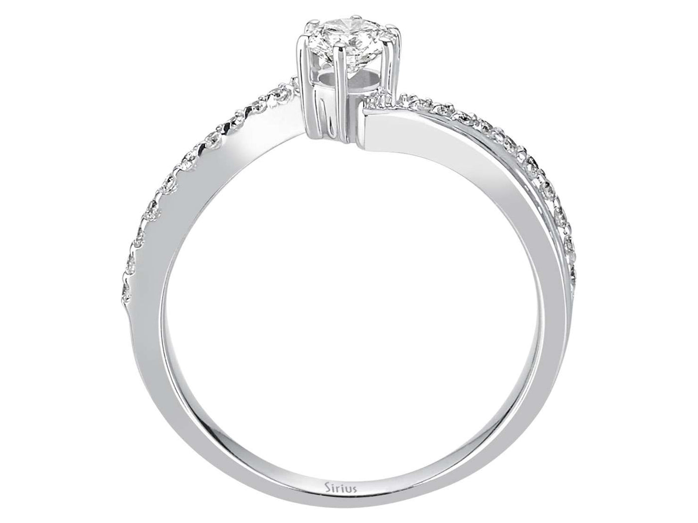 Elegant solitaire and pavé diamond ring with lab-grown diamonds | 14-karat White Gold – high-quality Jewelry from Rosy Lab Diamonds