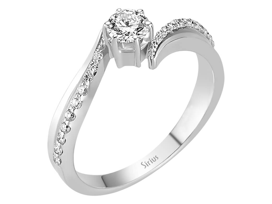 Elegant solitaire and pavé diamond ring with lab-grown diamonds | 14-karat White Gold – high-quality Jewelry from Rosy Lab Diamonds