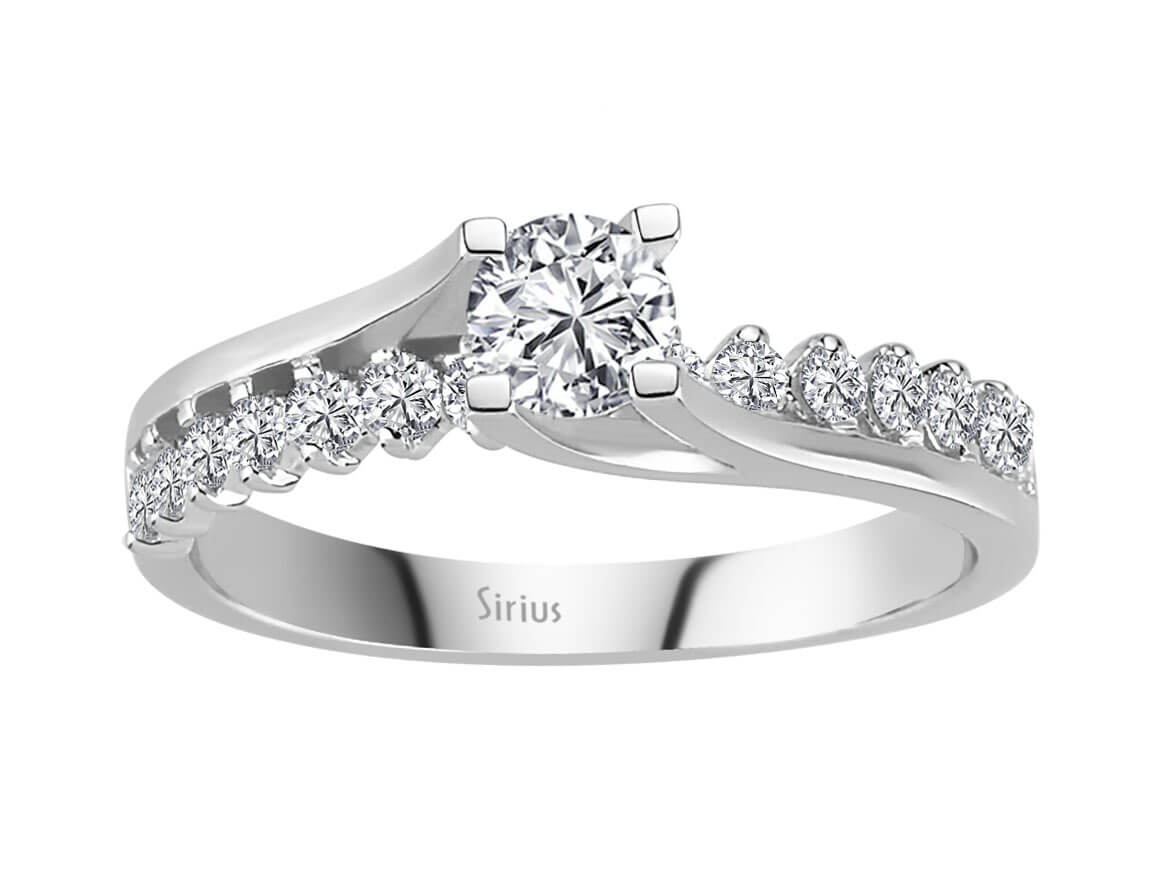 Élégante bague solitaire et pavée en diamants cultivés en laboratoire | Or Blanc 14 carats - Bijoux haut de gamme de Rosy Lab Diamonds