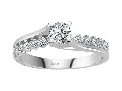 Eleganter Solitär- und Pavé-Diamantring mit Rundschliff