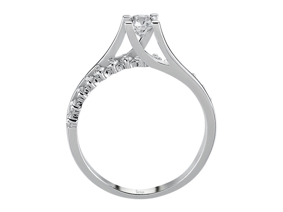 Élégante bague solitaire et pavée en diamants cultivés en laboratoire | Or Blanc 14 carats - Bijoux haut de gamme de Rosy Lab Diamonds