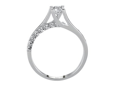 Eleganter Solitär- und Pavé-Diamantring mit Rundschliff