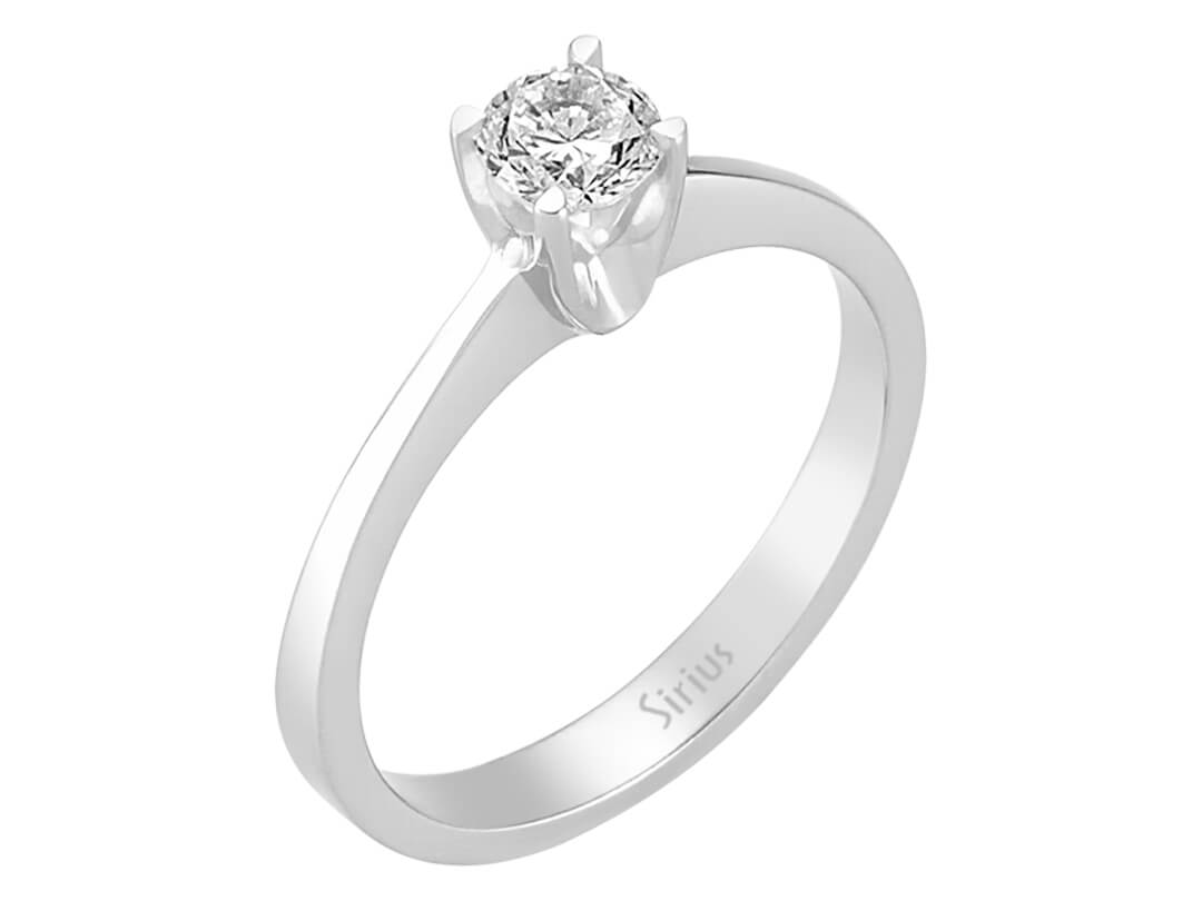 Zamansız tektaş pırlanta yüzük, laboratuvarda üretilmiş pırlanta ile | 14 ayar Beyaz Altın – Rosy Lab Diamonds’tan kaliteli Mücevher