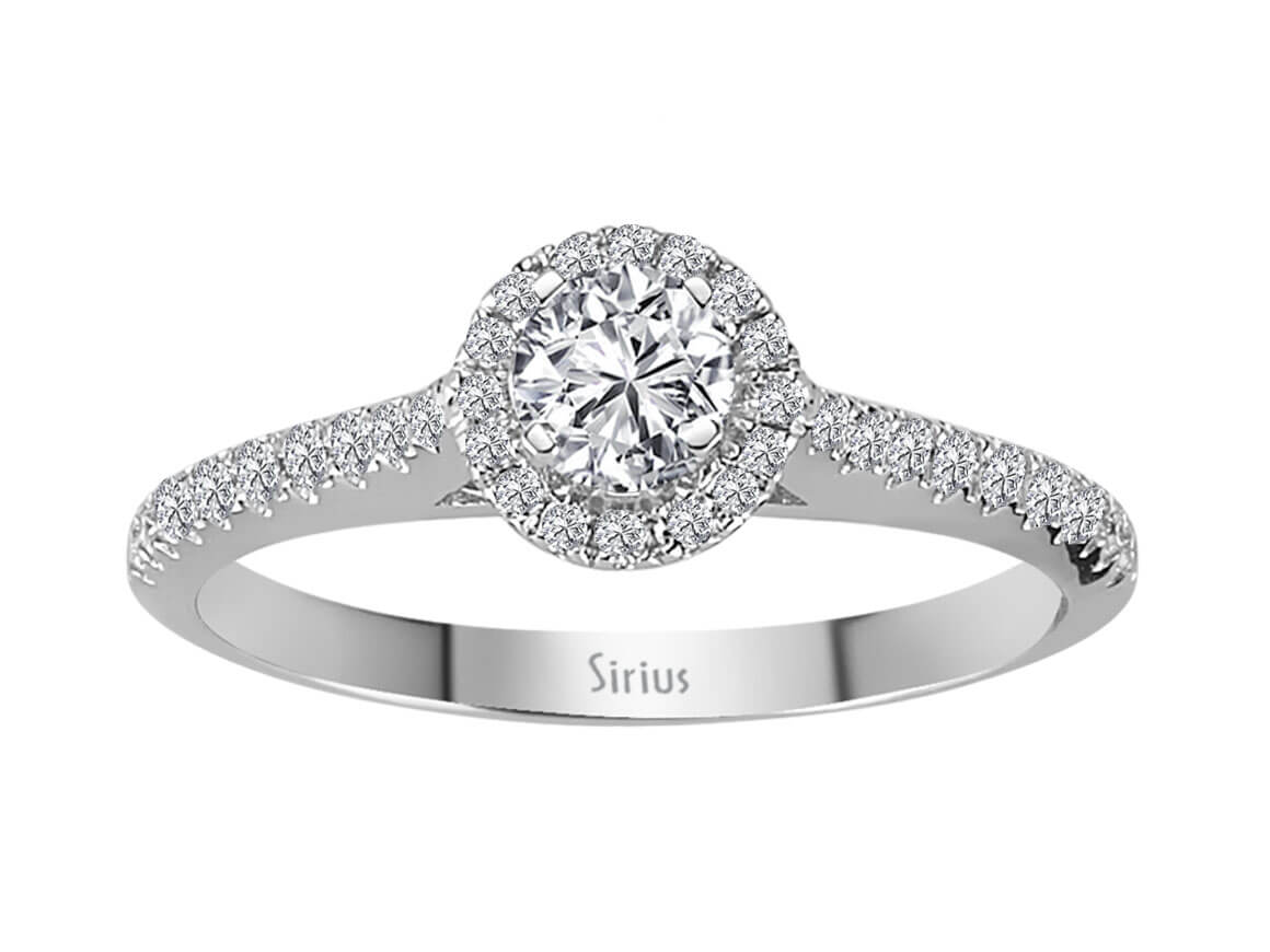 Elegant solitaire and pavé diamond ring with lab-grown diamonds | 14-karat White Gold – high-quality Jewelry from Rosy Lab Diamonds