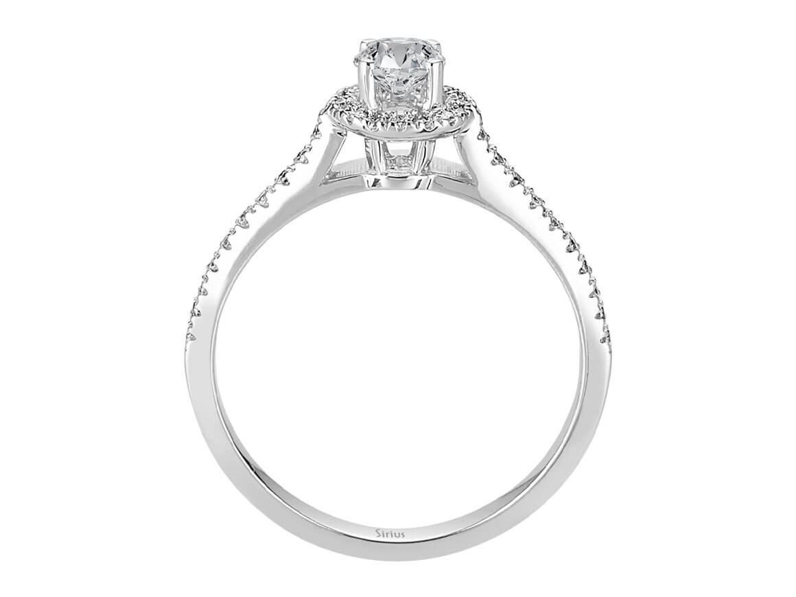 Elegant solitaire and pavé diamond ring with lab-grown diamonds | 14-karat White Gold – high-quality Jewelry from Rosy Lab Diamonds
