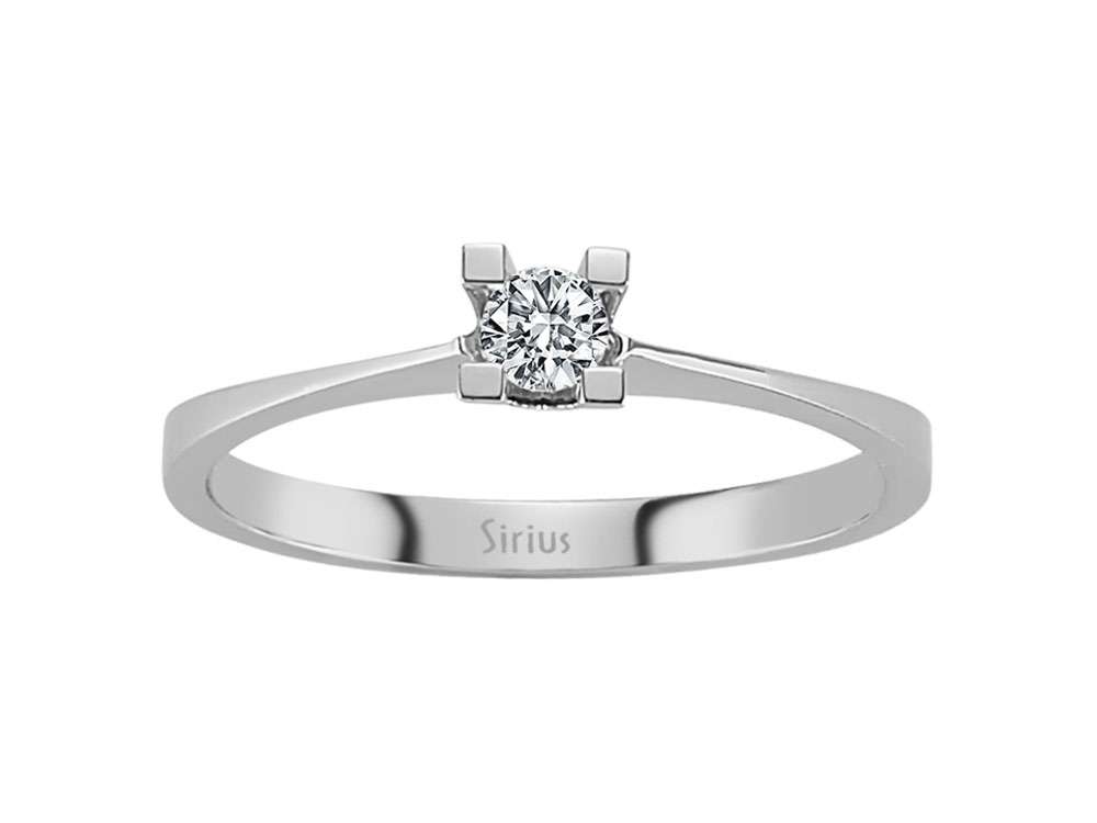Bague solitaire en Or Blanc 8 carats avec un Diamant de 0,06 ct – Délicate et élégante – Bijoux haut de gamme de Rosy Lab Diamonds