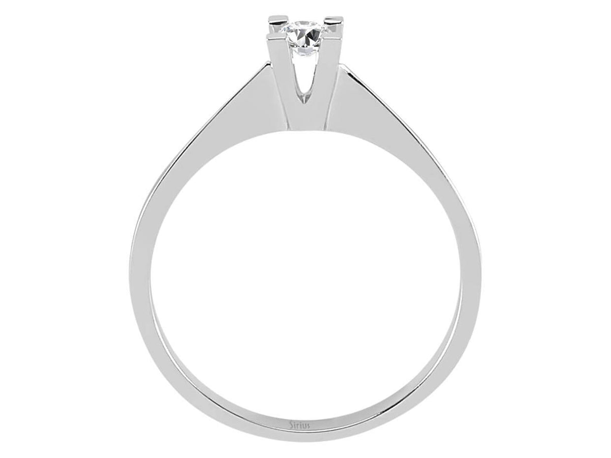 Bague solitaire en Or Blanc 8 carats avec un Diamant de 0,06 ct – Délicate et élégante – Bijoux haut de gamme de Rosy Lab Diamonds