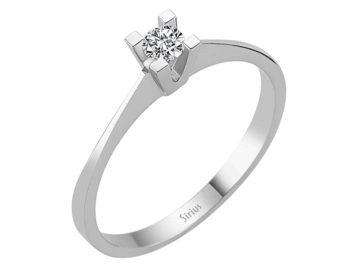 Bague solitaire en Or Blanc 8 carats avec un Diamant de 0,06 ct – Délicate et élégante – Bijoux haut de gamme de Rosy Lab Diamonds