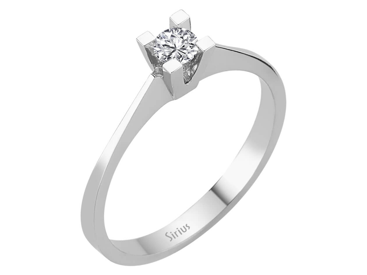 0,15 ct Pırlantalı 14K Beyaz Altın Tektaş Yüzük - Zarif Klasik - Rosy Lab Diamonds’tan yüksek kaliteli Mücevher