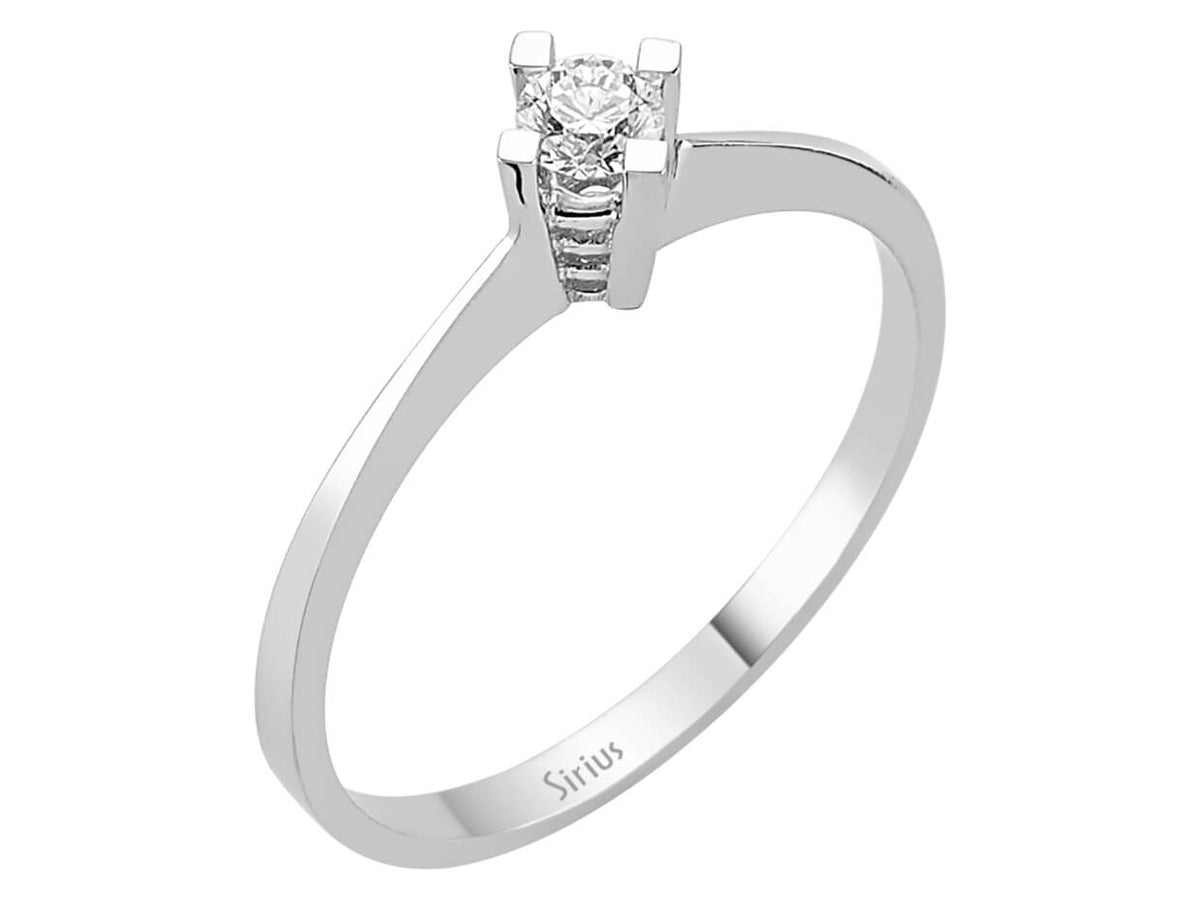 Solitärring aus 14K Weißgold mit 0,15 ct Diamant - Schlichte Eleganz - hochwertiger Schmuck von Rosy Lab Diamonds