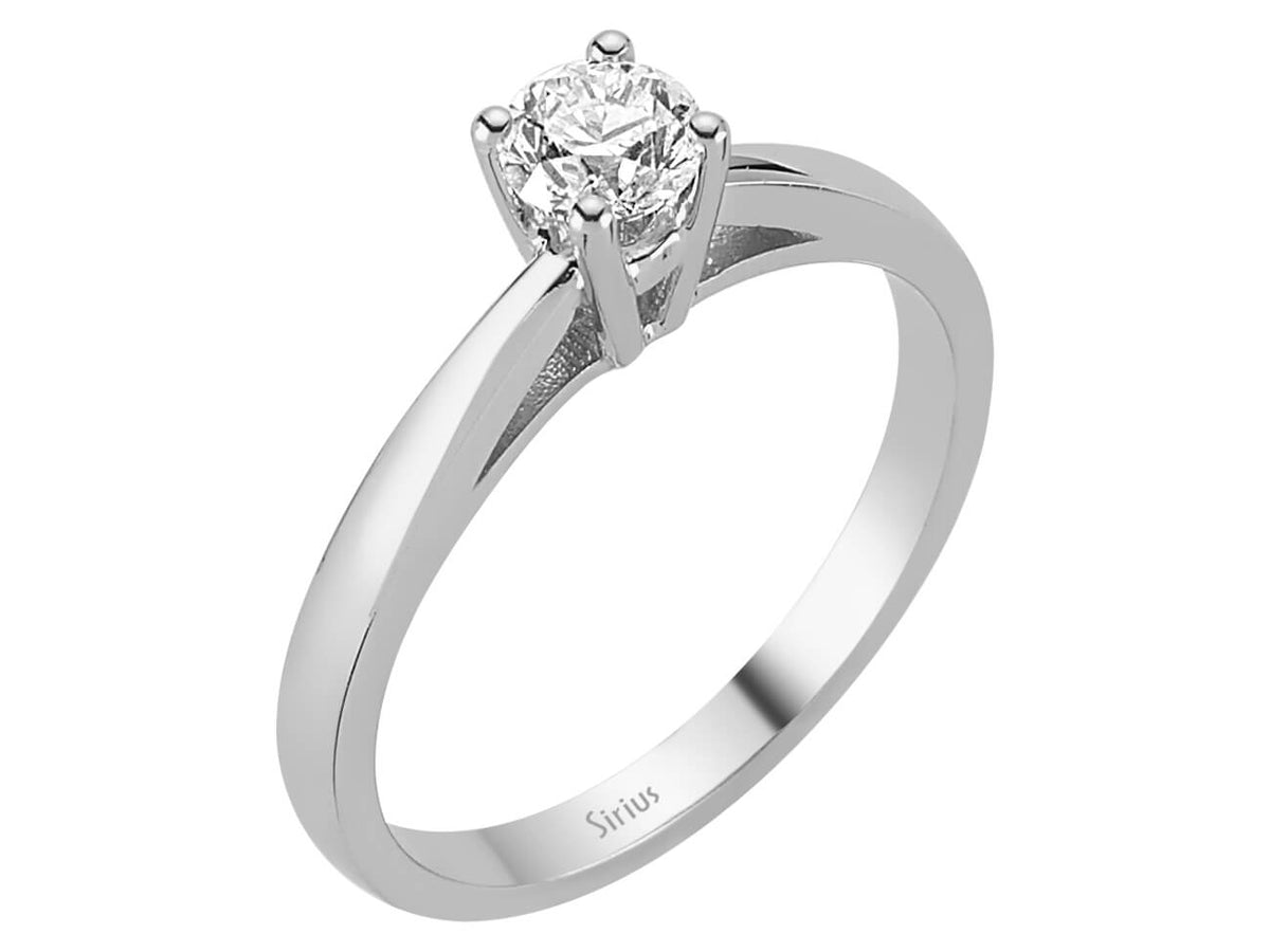0,41 ct Pırlanta içeren 14K Beyaz Altın Tektaş Yüzük - Klasik ve Zarif - Rosy Lab Diamonds’tan yüksek kaliteli Mücevher