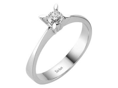 Solitärring mit 0,22 ct Labordiamant in 14K Weißgold – Zarte Blütenfassung