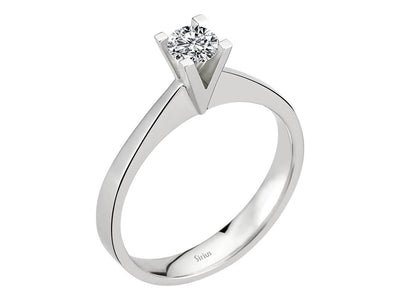 Classic solitaire ring with 0.33 carat round diamond in 14K white gold