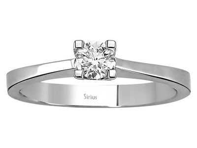 Subtle solitaire ring with 0.31 carat round diamond in 14K white gold