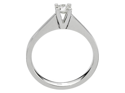 Subtle solitaire ring with 0.31 carat round diamond in 14K white gold