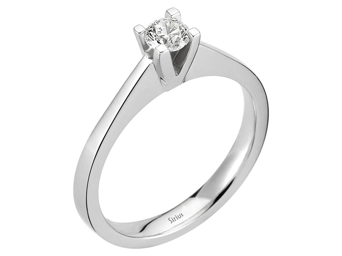 Bague solitaire discrète avec diamant rond de 0,31 carat en Or Blanc 14 K – Bijoux haut de gamme de Rosy Lab Diamonds