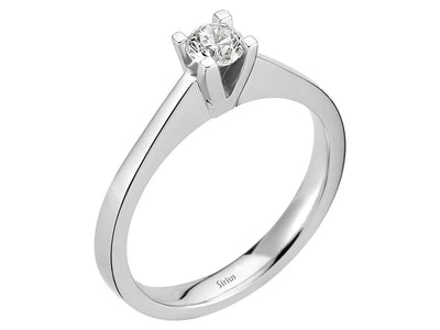 Subtle solitaire ring with 0.31 carat round diamond in 14K white gold