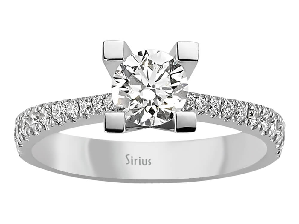 White Gold ring with 1 Diamond (0.71 carat) & 20 Diamonds (0.30 carat) - 14-karat - high-quality Jewelry from Rosy Lab Diamonds