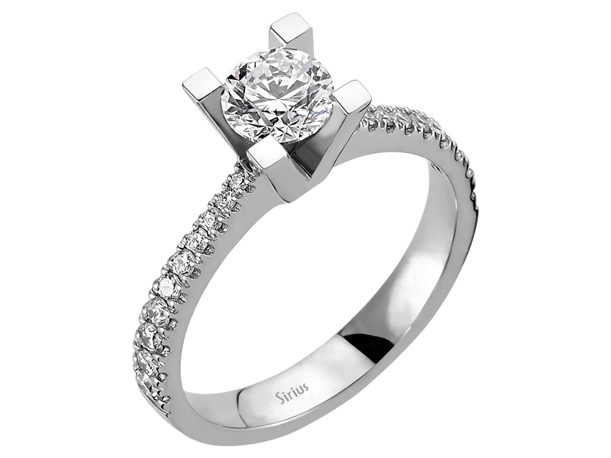 White Gold ring with 1 Diamond (0.71 carat) & 20 Diamonds (0.30 carat) - 14-karat - high-quality Jewelry from Rosy Lab Diamonds