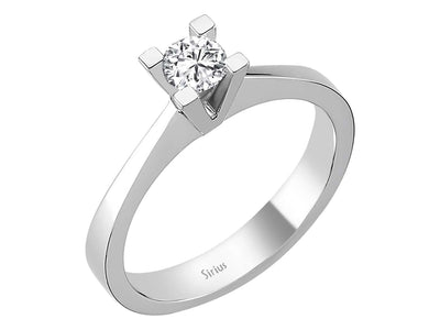 Weißgold Solitärring mit 1 laborgezüchtetem Diamanten, 0,29 Karat