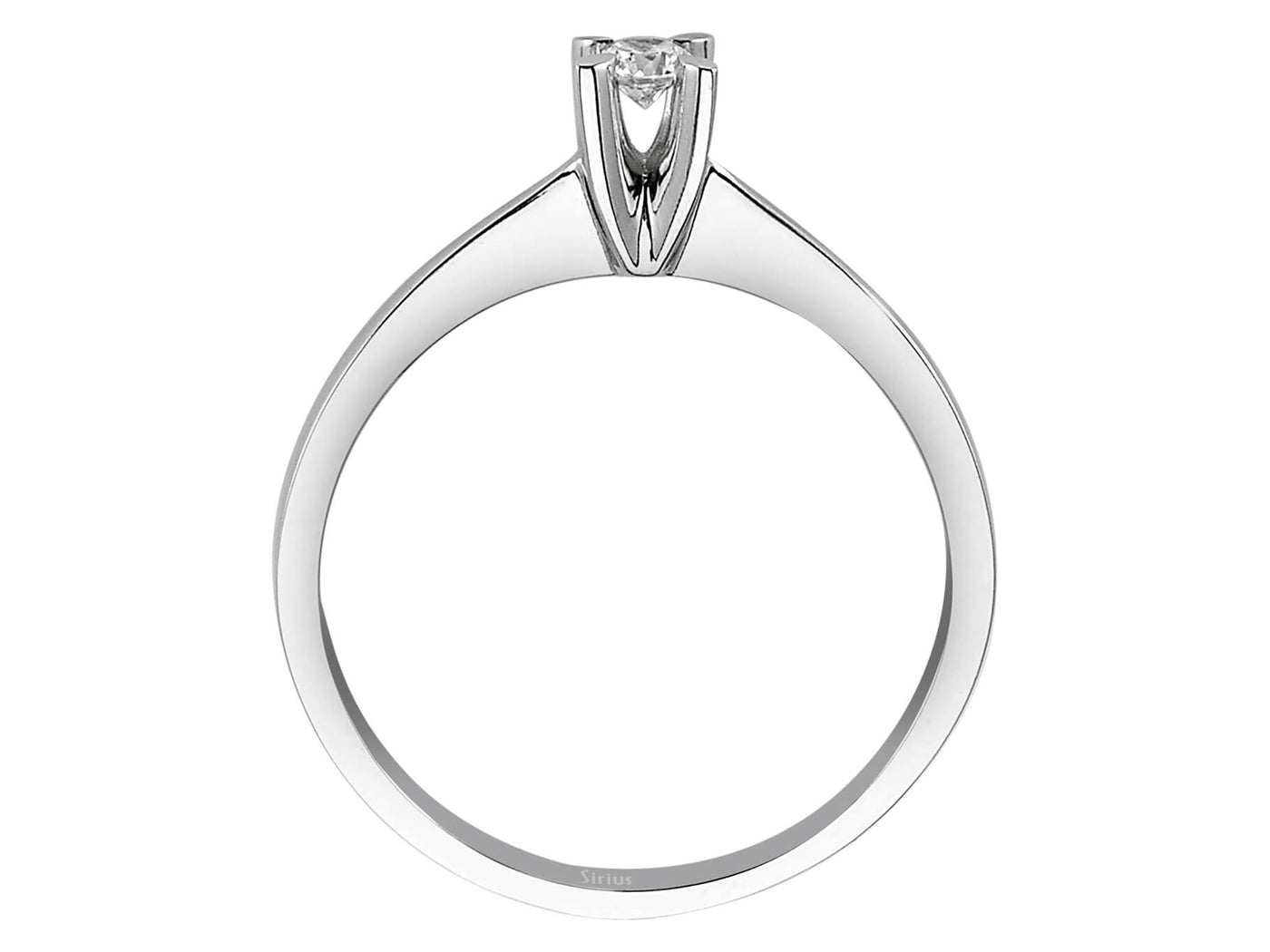 Subtle solitaire diamond ring made of 14 karat white gold