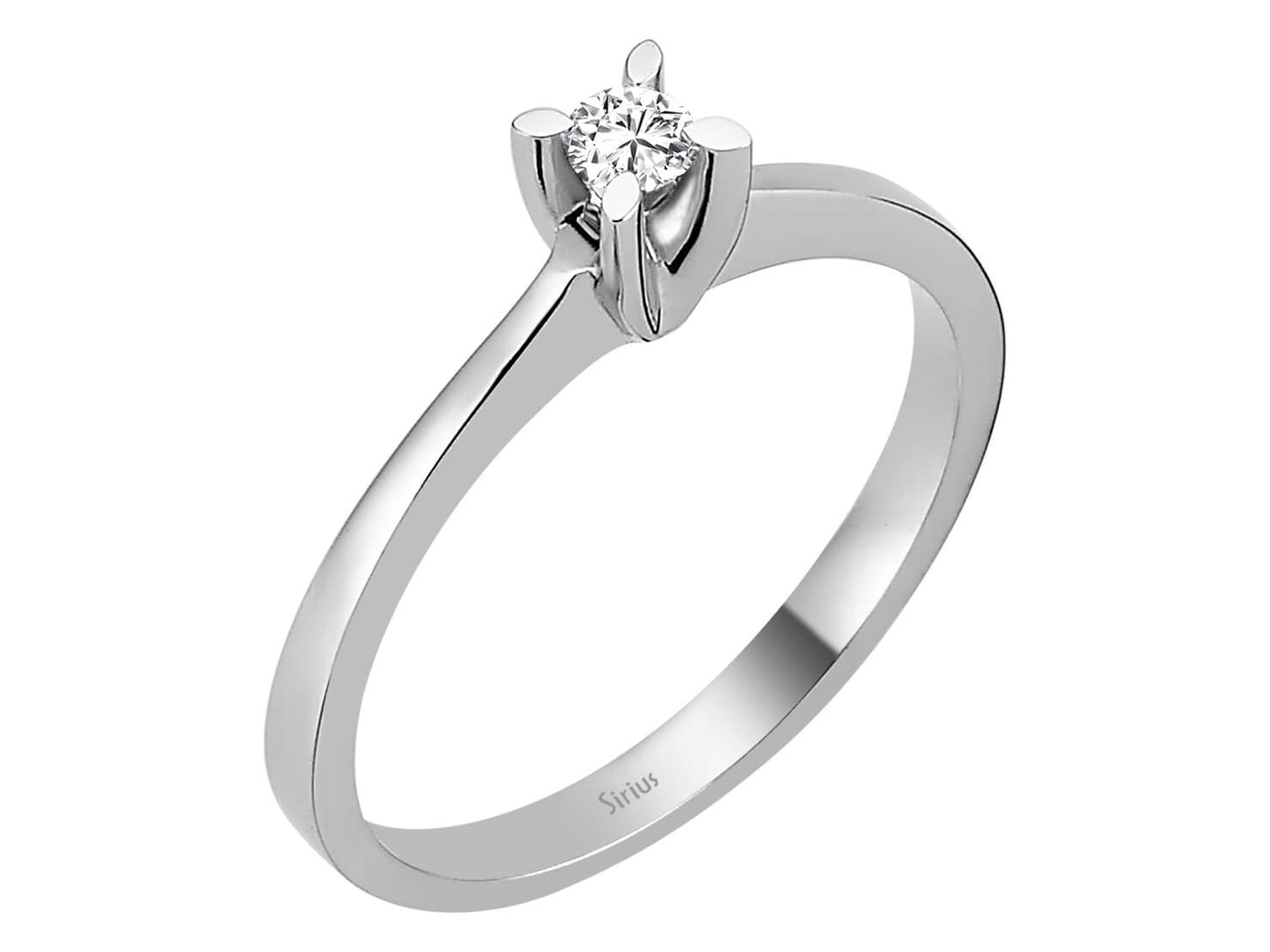 Subtle solitaire diamond ring made of 14 karat white gold