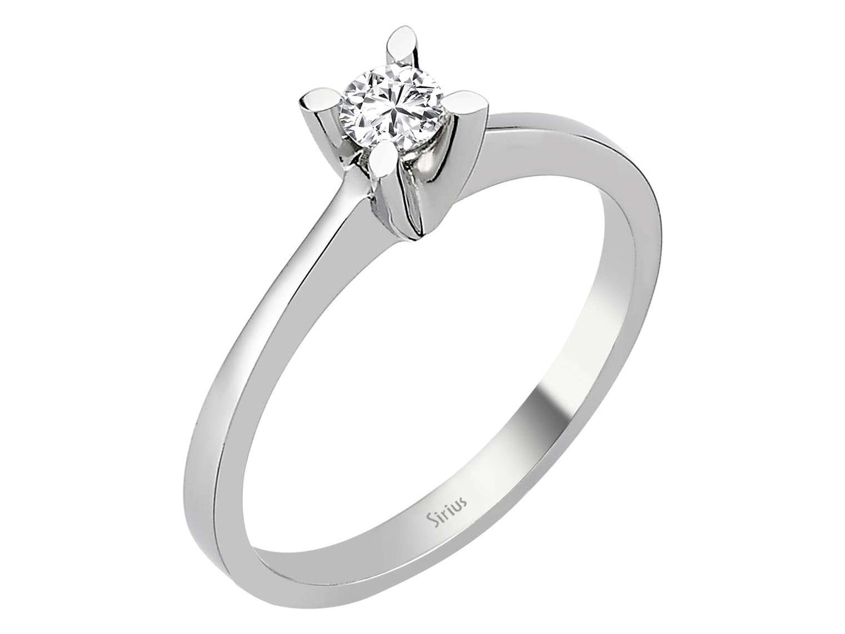 14 ayar Beyaz Altın ve laboratuvarda yetiştirilmiş pırlantadan zarif tektaş pırlanta yüzük - Rosy Lab Diamonds’tan kaliteli Mücevher