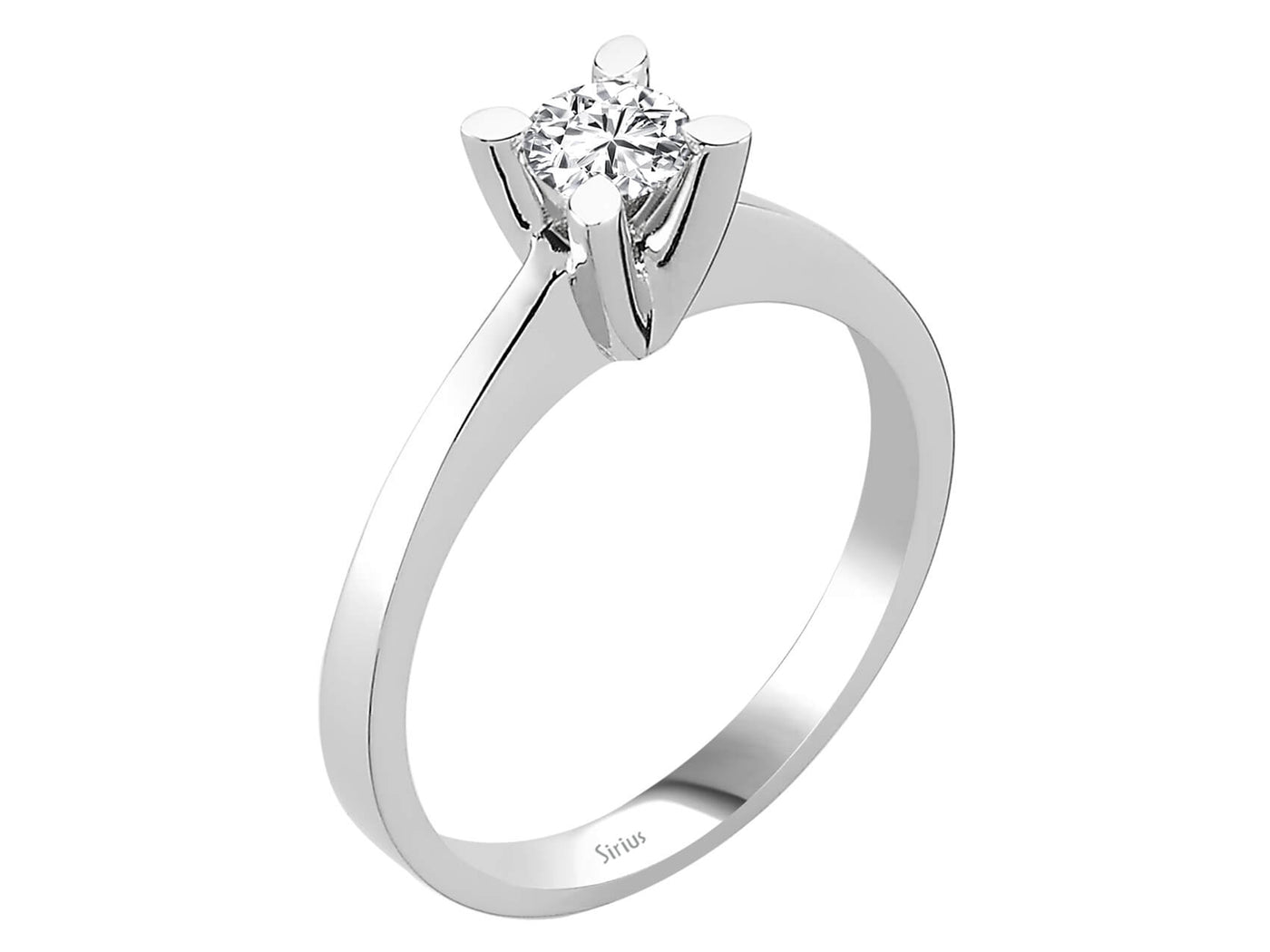 Weißgold Solitär-Ring mit 1 laborgezüchtetem Diamanten 0,38 Karat