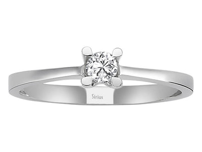 Fine solitaire diamond ring made of 18 karat white gold