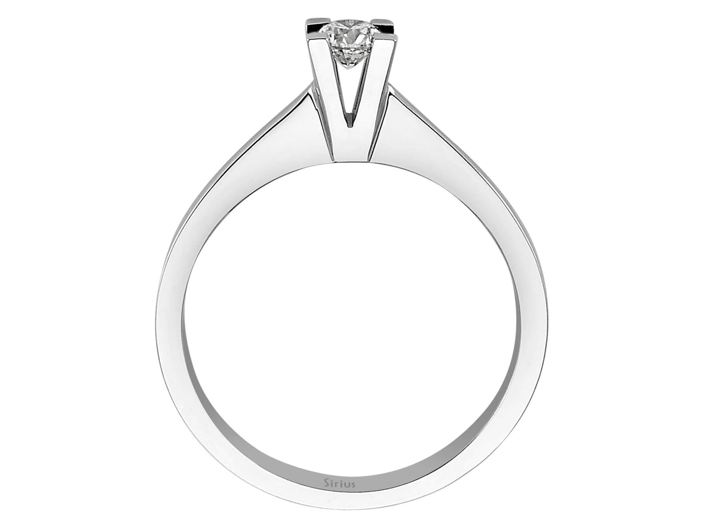 Classic solitaire diamond ring made of 14 karat white gold