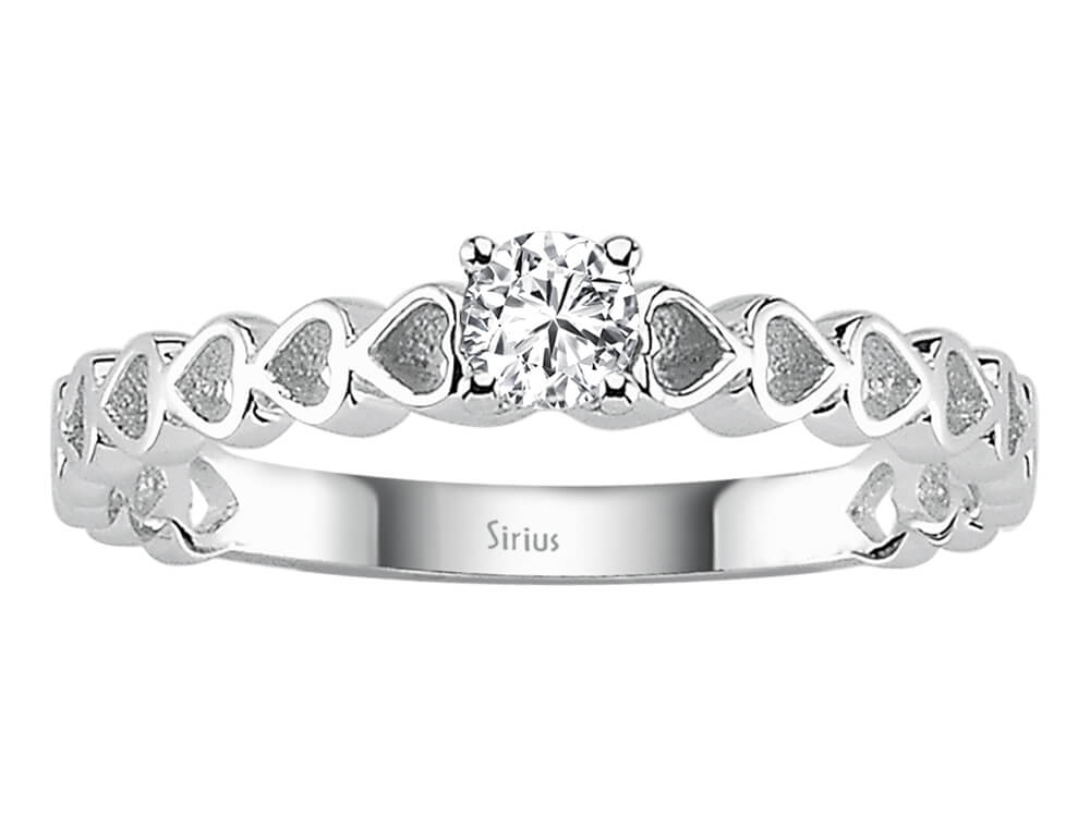 Bague en or blanc avec diamant de 0,15 carat et motif cœur, or 14 carats - Bijoux haut de gamme de Rosy Lab Diamonds