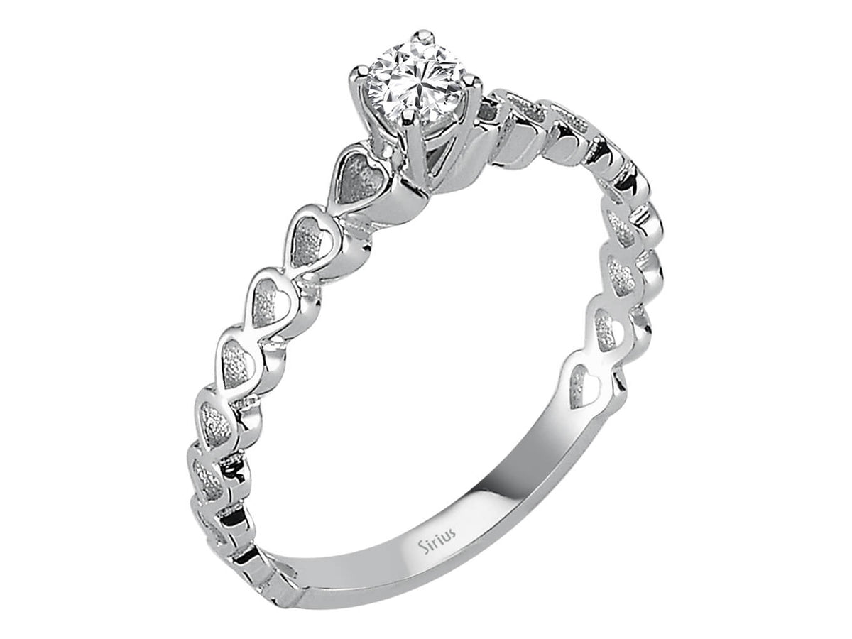 Bague en or blanc avec diamant de 0,15 carat et motif cœur, or 14 carats – Bijoux haut de gamme de Rosy Lab Diamonds