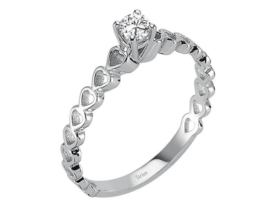 Weißgoldring mit 1 laborgezüchtetem Diamant 0,15 Karat im Rundschliff