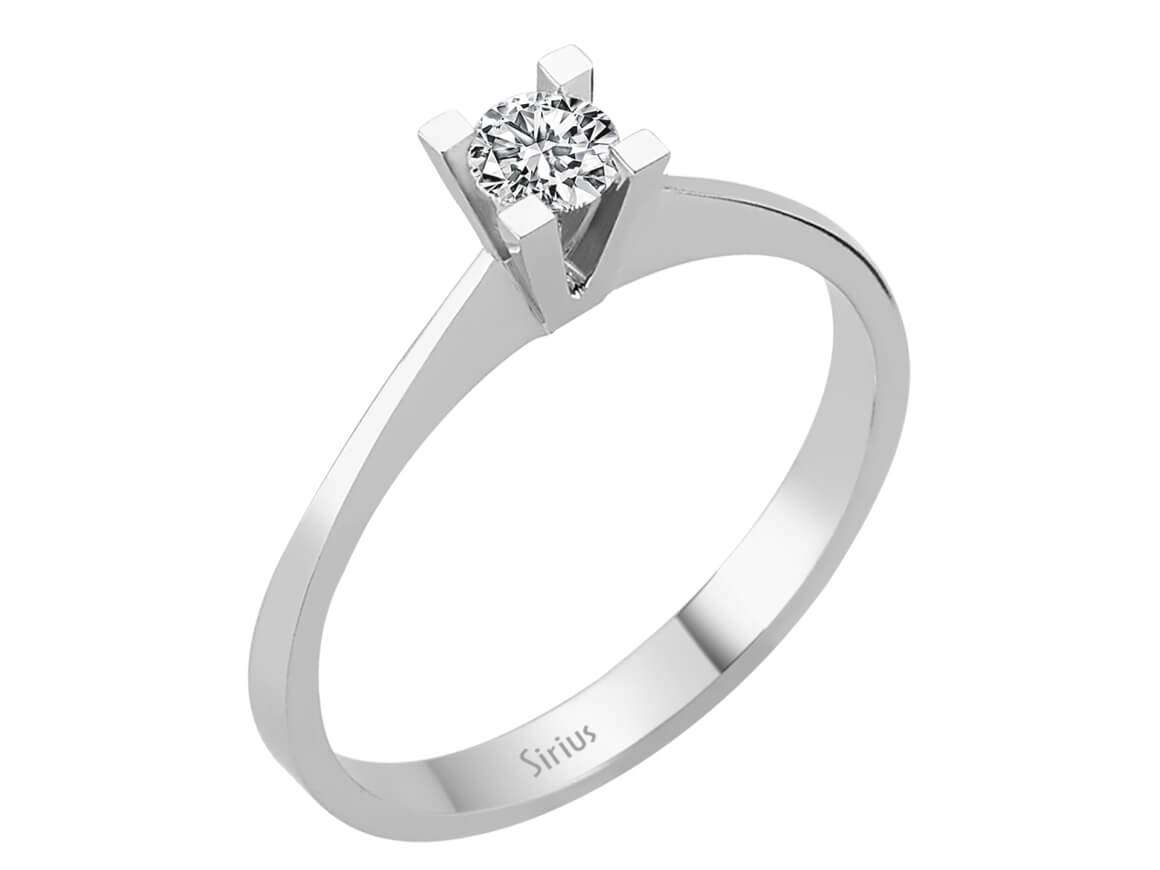 Fine solitaire ring with 0.16 ct round cut lab diamond – 14K white gold