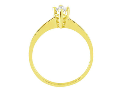 Classic solitaire ring with 0.15 ct diamond made of 14K yellow gold