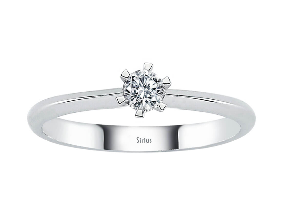 Simple 8 Carat White Gold Ring with a Round Diamond – 1.05 Grams