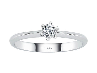 Simple 8 Carat White Gold Ring with a Round Diamond – 1.05 Grams