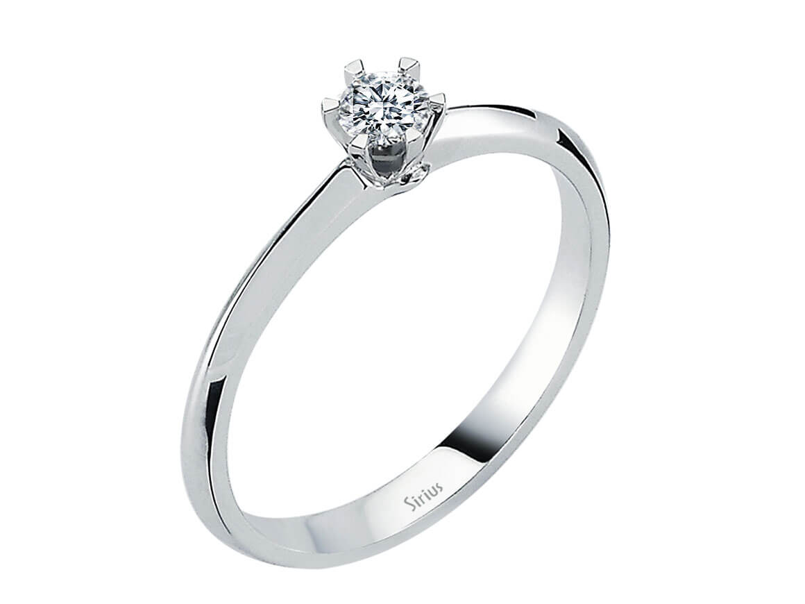 Simple 8 Carat White Gold Ring with a Round Diamond – 1.05 Grams