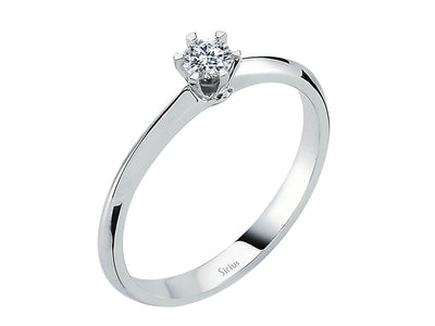 Simple 8 Carat White Gold Ring with a Round Diamond – 1.05 Grams