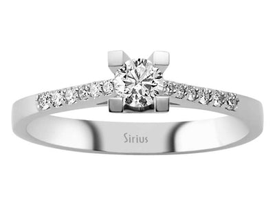 Verlobungsring mit 0,22 ct Diamant & Seitensteinen – 14K Weißgold