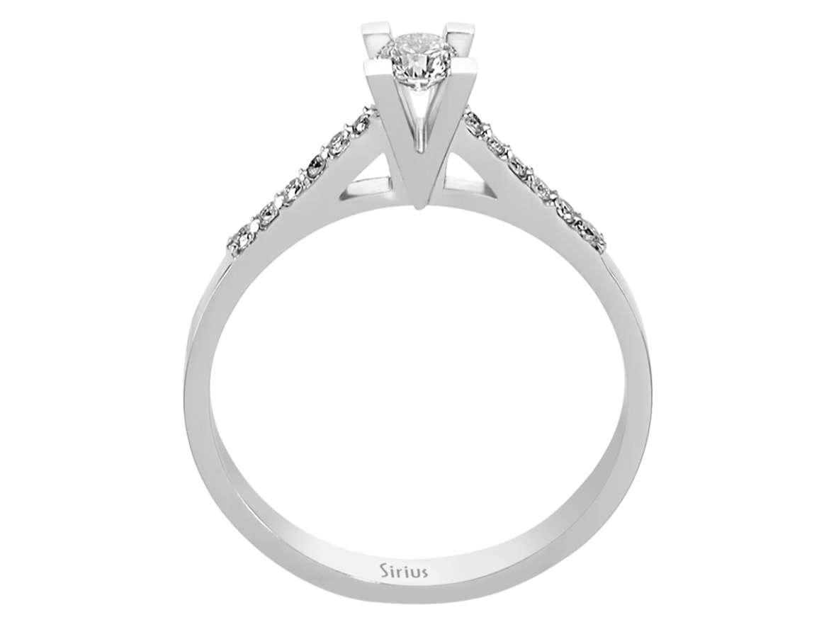 Verlobungsring mit 0,22 ct Diamant & Seitensteinen – 14K Weißgold