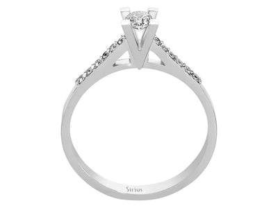 Verlobungsring mit 0,22 ct Diamant & Seitensteinen – 14K Weißgold