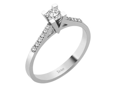 Verlobungsring mit 0,22 ct Diamant & Seitensteinen – 14K Weißgold