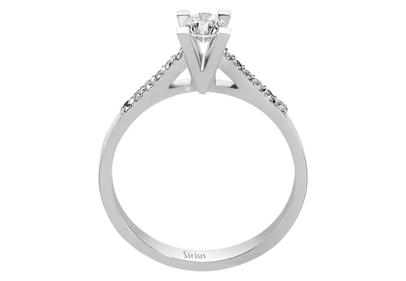 Eleganter Solitärring mit 0,32 ct Diamant & Seitensteinen – 14K Weißgold