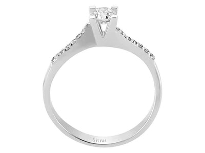 Klassischer Diamantring mit 0,32 ct Solitär & Seitensteinen – 14K Weißgold